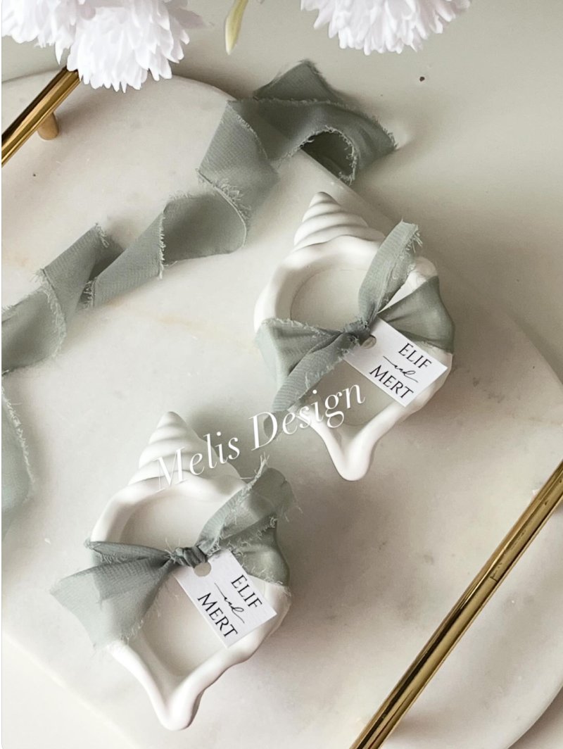 Şifon Kurdeleli İstiridye Mum