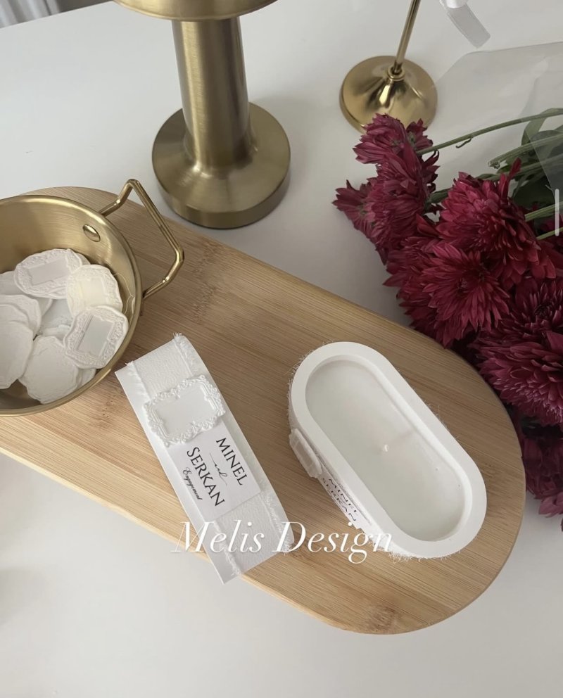 Vintage Mühürlü Oval Beton Mum